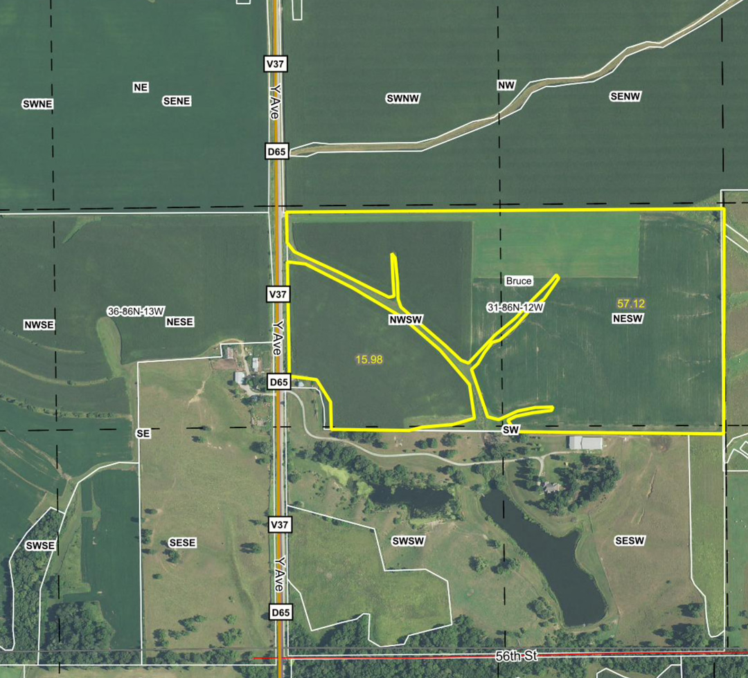 79 Acres of Farmland for Sale in Benton County, Iowa – Aerial Map